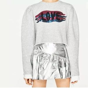 Zara trafaluc cut off sweatshirt
